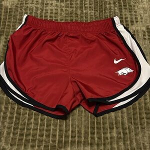 Nike Arkansas Crimson Running Shorts with White and Black Trim